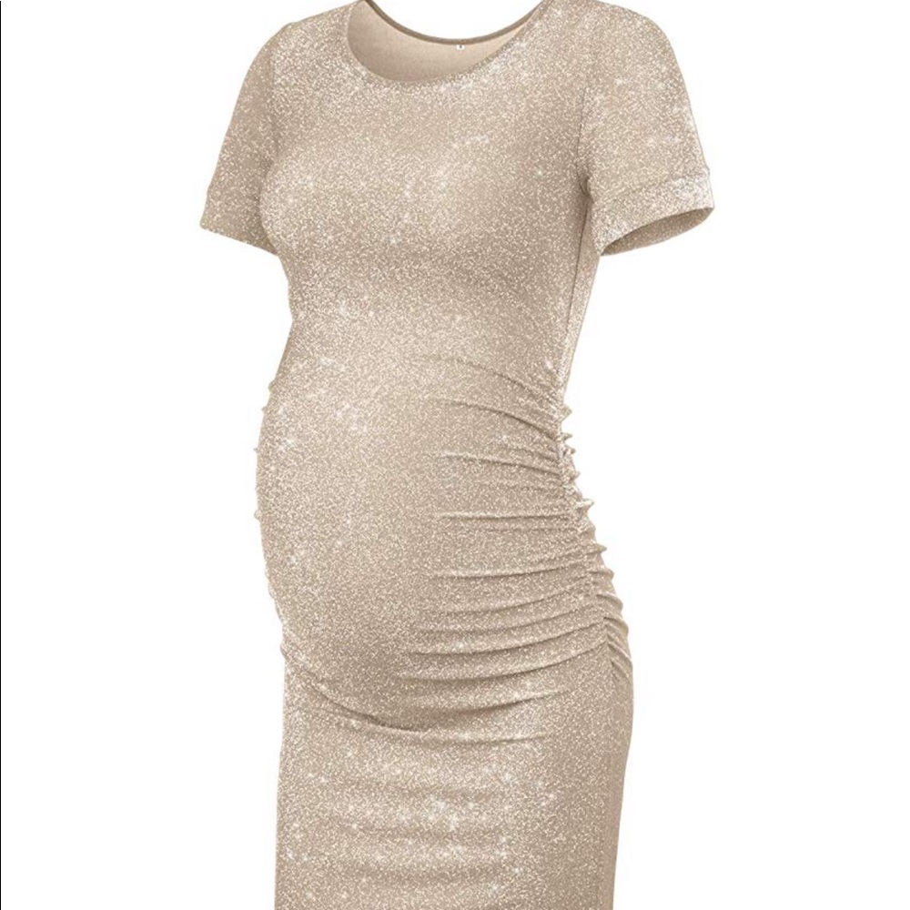 Sparkly Gold Maternity dress, size medium